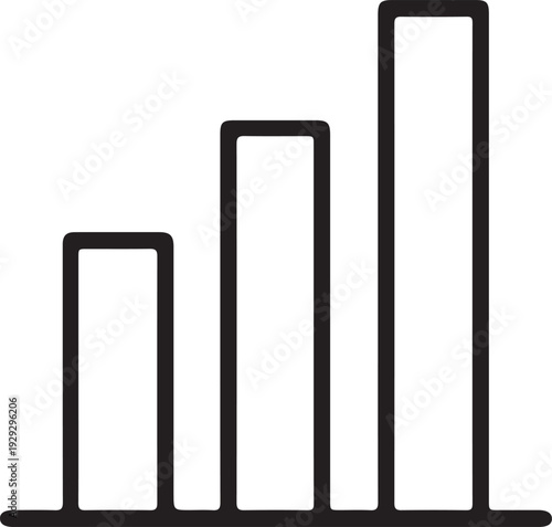 A simple black bar chart on a with increasing bar heights