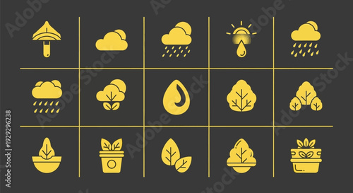 Collection of Yellow Weather and Nature Icons.