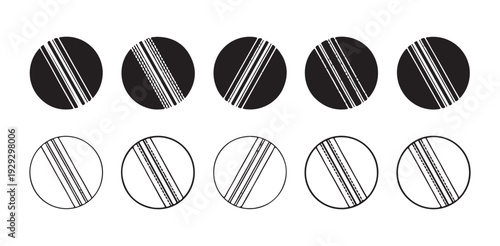 Cricket ball icon set black and white different design elements vector