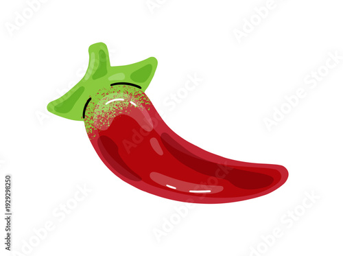Jelly with shape of hot chili pepper. Gummy candy of spicy chilli. Fruit marmalade with funny form. Chewing gelatin confectionery for kids. Flat isolated vector illustration on white background