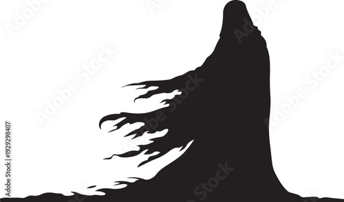 Black silhouette of a wolf howling at the moon
