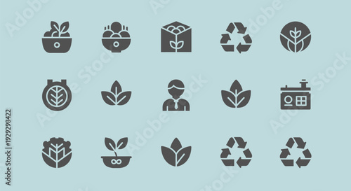 Sustainable Eco Friendly Icons Set Collection.
