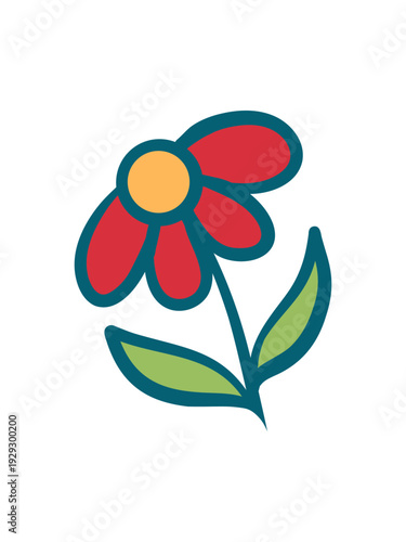 Small retro floral elements hand drawn set isolated