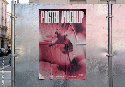 Poster Mockup on Construction Fence