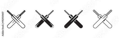 Sport team emblem with crowned eagle bird crossed cricket bats and ball silhouette logo