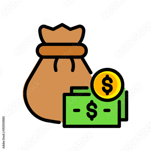 Money lineal color icon