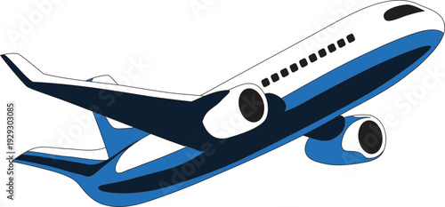 Commercial Airplane Vector Illustration – Passenger Jet in Flight