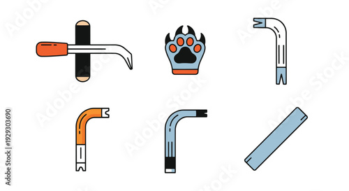 Pry Bar Line art clean bright color illustration
