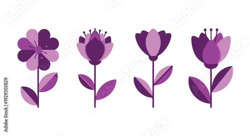 Purple Flower Line abstract elegant tone illustration