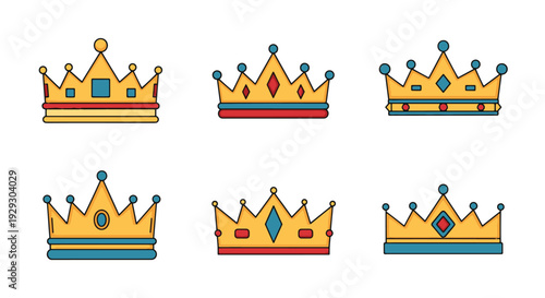 Queen Crown Line art simple creative color illustration