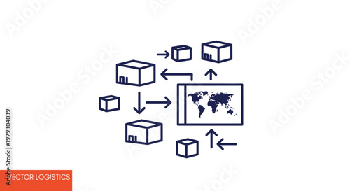 global logistics, cargo shipping, world map