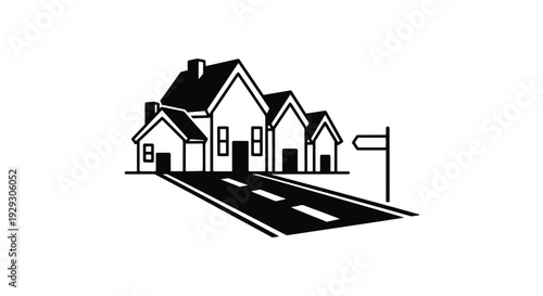 Residential Street minimal smooth color illustration