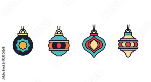 Retro Ornament Line modern soft color vector