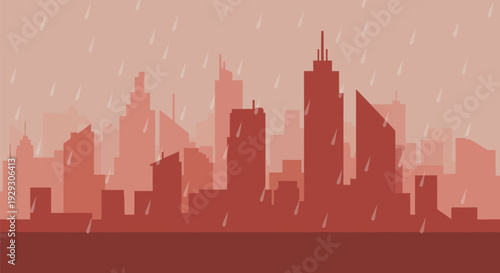 City Skyline Silhouette Modern Architecture Buildings.