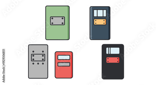 Riot Shield Line art flat abstract color