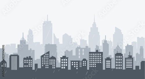 City Skyline Silhouette Modern Skyscrapers Urban Landscape.