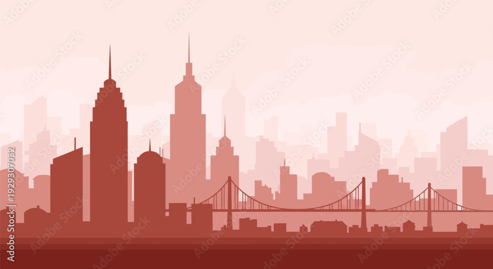 Obraz premium City Skyline Silhouette Skyscrapers Urban Landscape.