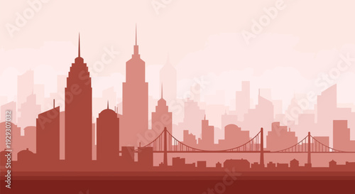 City Skyline Silhouette Skyscrapers Urban Landscape.