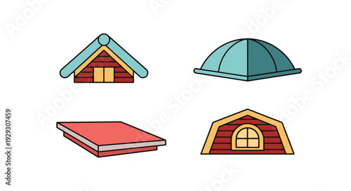 Roof Line art vector modern soft tone illustration