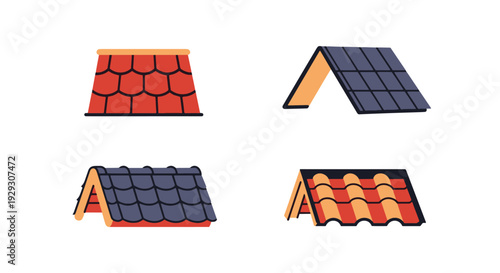Roof Tile Line art clean colorful vector