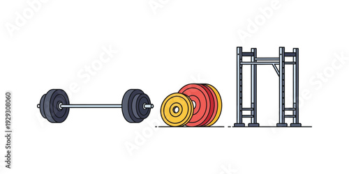 collection of vector illustrations of weight lifting equipment in the gym