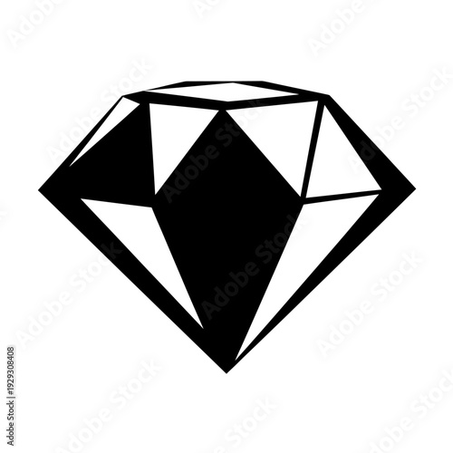 Black Diamond Icon, Gemstone Silhouette, Luxury Jewel Symbol, Vector Illustration