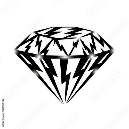 Black Diamond with Lightning Bolt Facets and Sparkle Effect