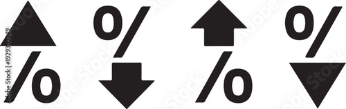 Black and white of arrows and percent signs symbols