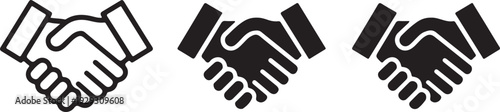 Black and white handshake in different styles symbol agreement