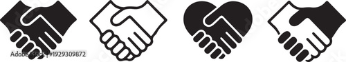 Black and white handshake in various styles symbol partnership 1