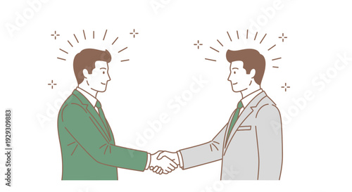 Two professional businessmen shake hands, symbolizing a successful partnership, agreement, or completed deal.
