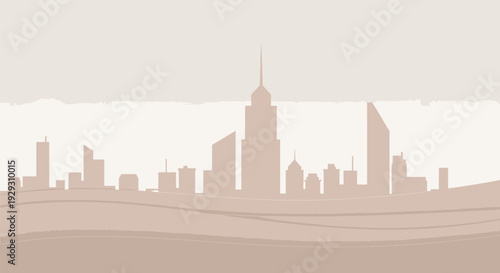 City Skyline with Modern Buildings Illustration.