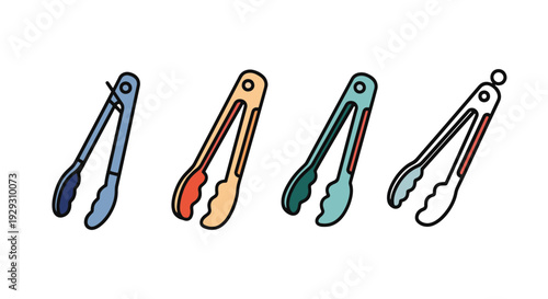 Salad Tongs Line art soft abstract creative illustration