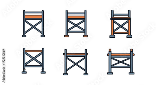 Scaffolding Line art abstract color concept