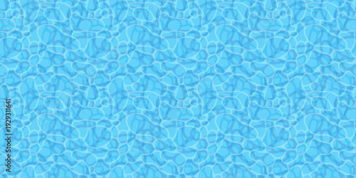Blue Water swimming pool surface seamless pattern. Abstract background vector waves. Summer vacation banner poster print.