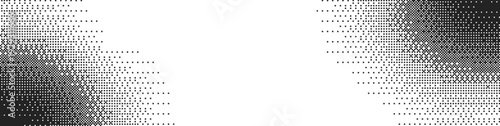 Pixel background. Bitmap effect banner with copy space. Halftone comic, noise grid gradient monochrome design cover. Grain glitch dither texture. Vector 8 bit gradation illustration. Black white.
