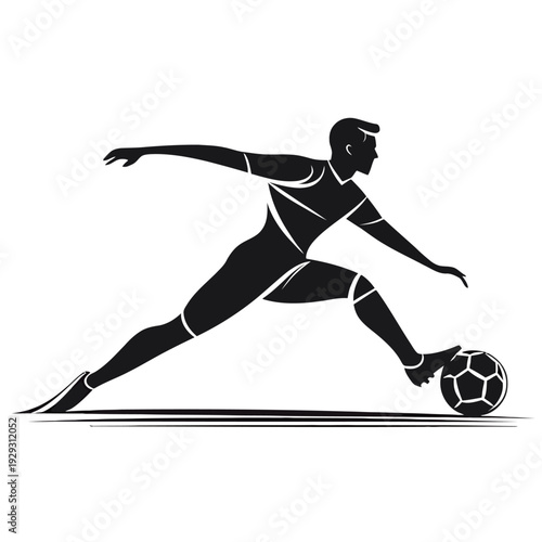 Minimalist Vector Silhouette of a Soccer Player Dribbling the Ball
