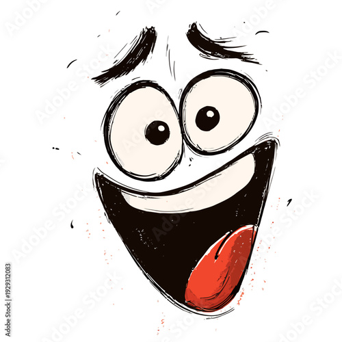 Furious Cartoon Character Face with Red Eyes and Gritted Teeth