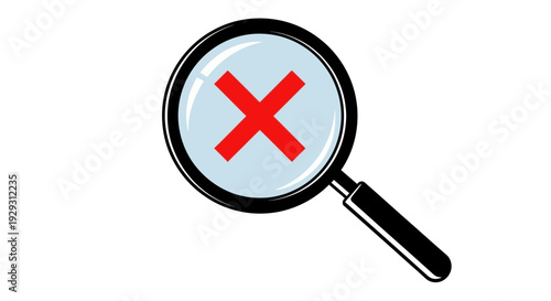magnifying glass with red cross