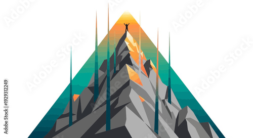 man on mountain peak at sunrise