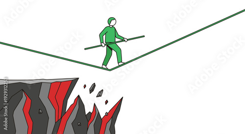 man on tightrope over cliff edge