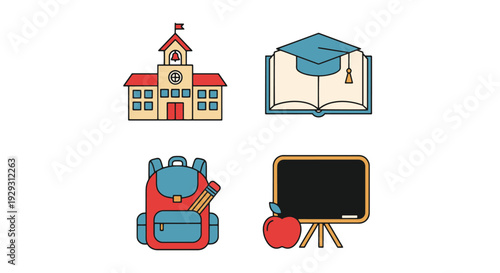 School Line art creative tone color illustration