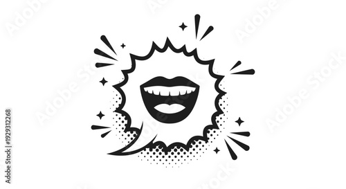 Black and white comic mouth expression.