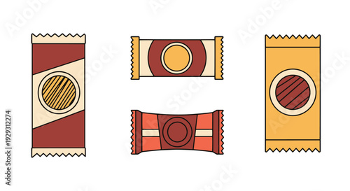 Snack Pack Line art soft tone color illustration