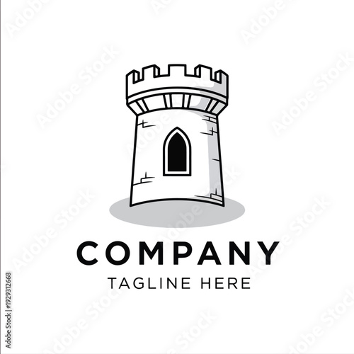 Vector illustration of a classic medieval castle tower, a strong architectural fort icon