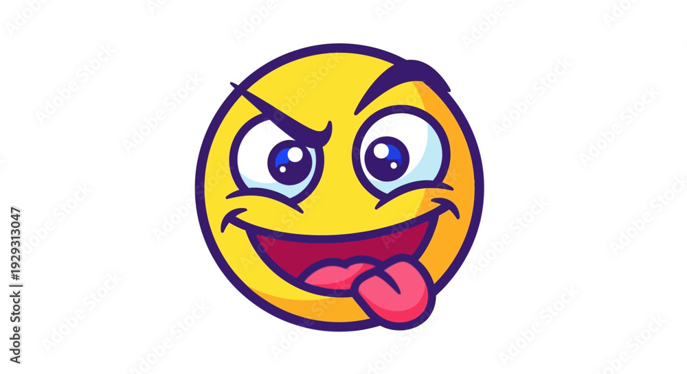 Fototapeta premium Wicked smiling face with tongue out.