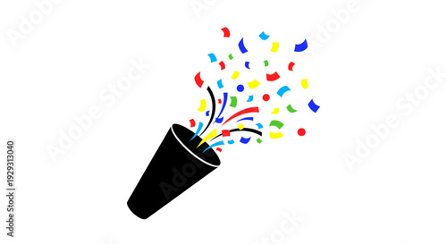 Colorful confetti popper celebration surprise.