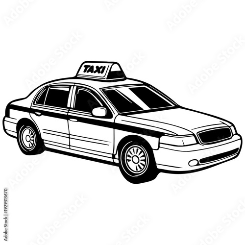 Taxi Sketch Drawing Illustration.