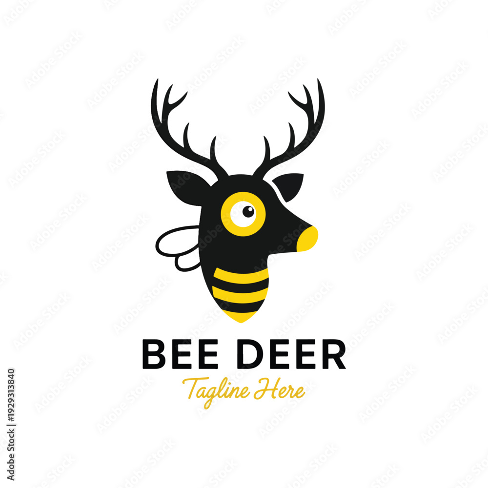 Fototapeta premium Creative Vector Illustration of a Hybrid Bee-Deer Animal Mascot for Logo Design