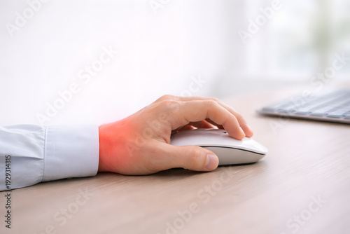 Carpal tunnel syndrome wrist pain office hand on mouse ergonomic computer work discomfort